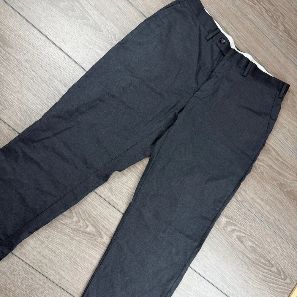 Suitsupply Mens Brescia Trousers 100% Wool Flat Front Charcoal Grey Size 25/40